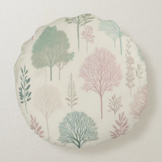Pastel Forest Round Cushion Rund Kudde
