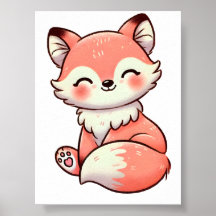 Pastel Fox Design, Mjuk Färg Fox Art