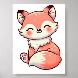 Pastel Fox Design, Mjuk Färg Fox Art Poster