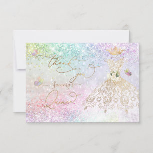 Pastel från Quinceanera White Guld Glitter Tack Kort
