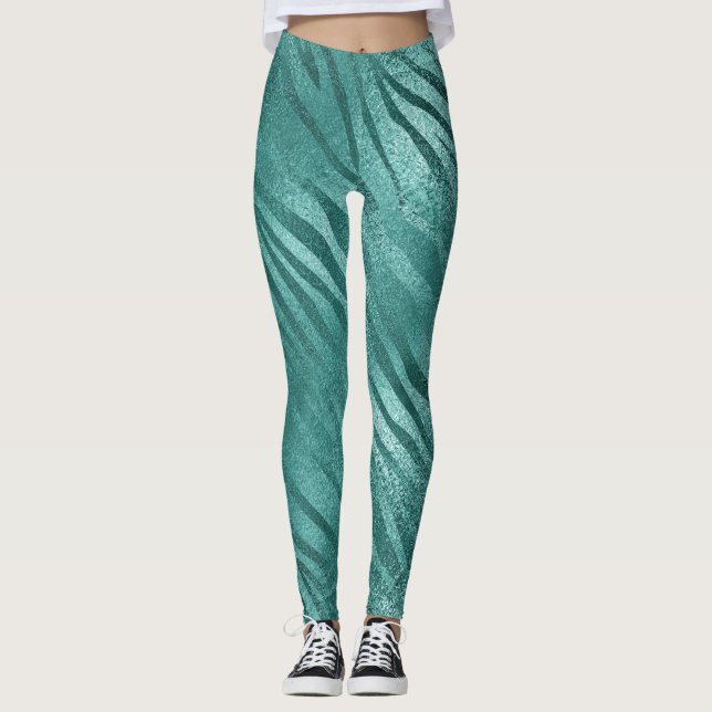 Pastel från vattentäta tropiska Zebra-skaldjur Leggings (Framsida)