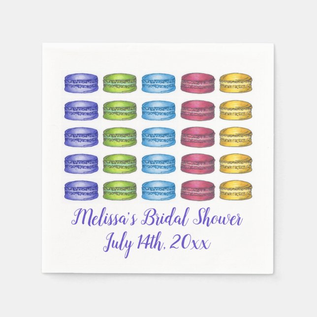 Pastel Fransk Macaron Cookie-Möhippa Pappersservett (Framsidan)