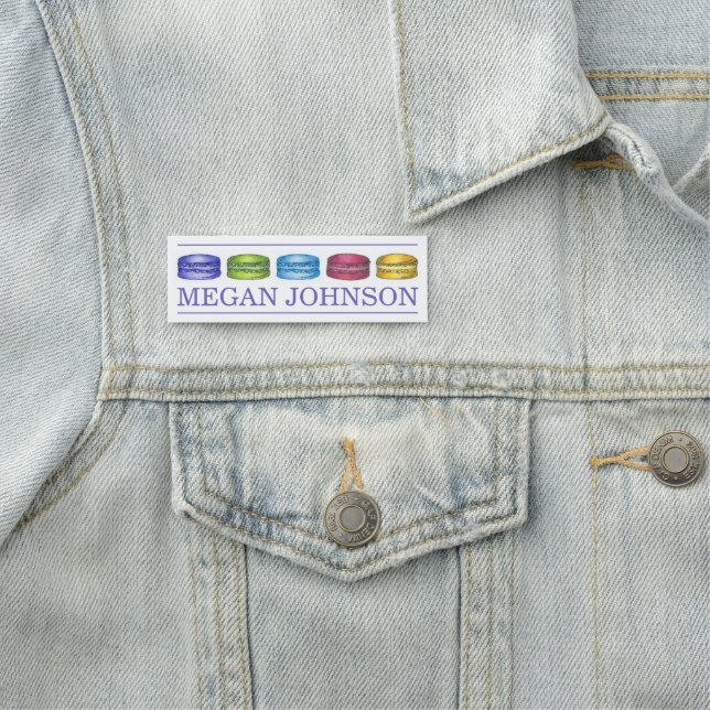 Pastel Fransk Macaron Cookies Bakery Pastry Chef Namnbricka (På plats)