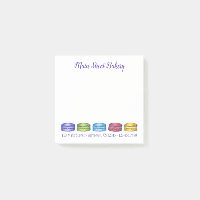 Pastel Fransk Macaron Cookies Bakery Pastry Chef Post-it Block (Framsida)