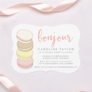 Pastel Fransk Macarons Sweet sixteen Inbjudningar
