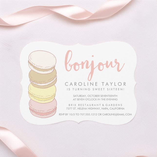 Pastel Fransk Macarons Sweet sixteen Inbjudningar (Skapare uppladdad)