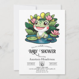 Pastel Frog Baby Shower Inbjudningar
