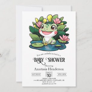Pastel Frog Baby Shower Inbjudningar