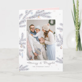 Pastel Frosted Gräs Nål Merry & Bright Photo Helgkort