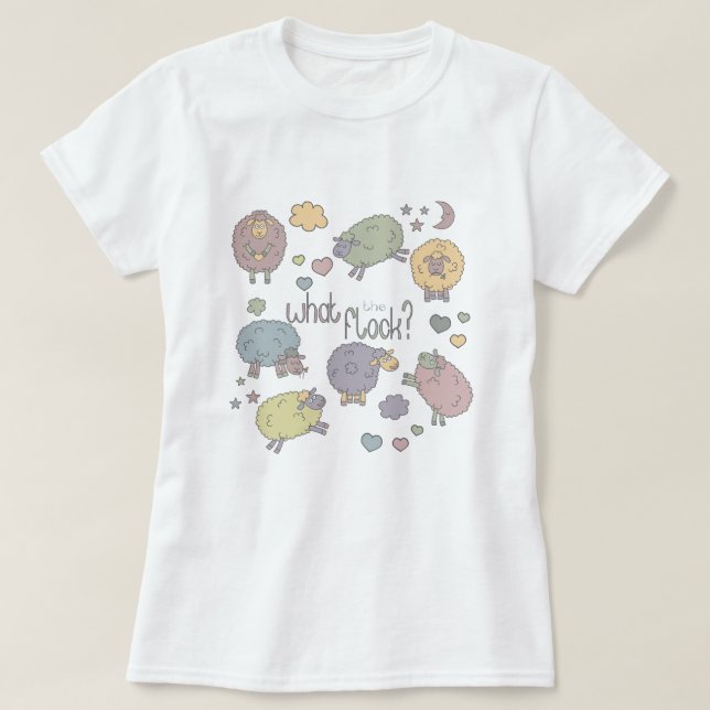 Pastel Funny Pun What Flock Cute Sheep T Shirt (Design framsida)