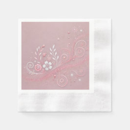 Pastel Fuschia Blommigt Motif Design Pappersservett