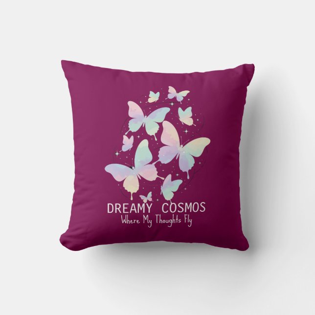Pastel Galaxy Butterflies Dreamy Aesthetic Kudde (Framsida)