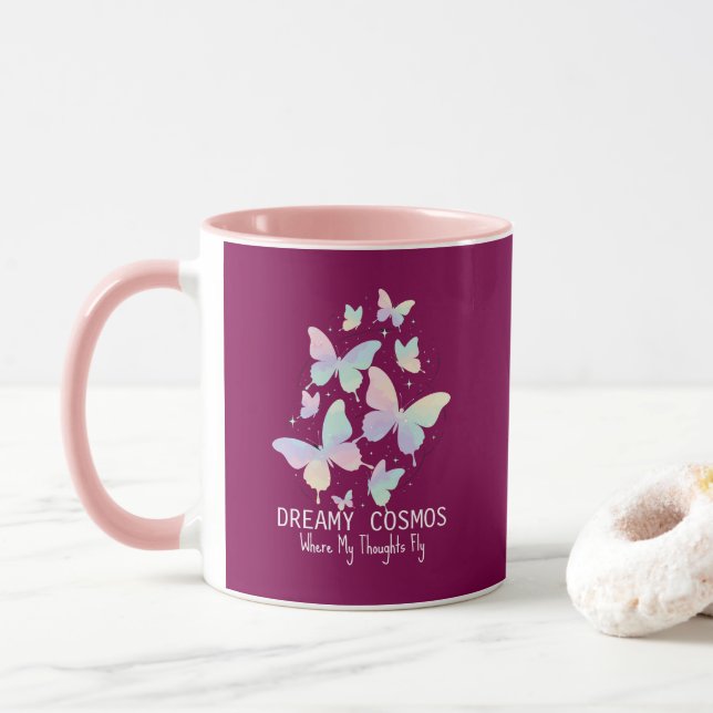 Pastel Galaxy Butterflies Dreamy Aesthetic Mugg (Med munk)