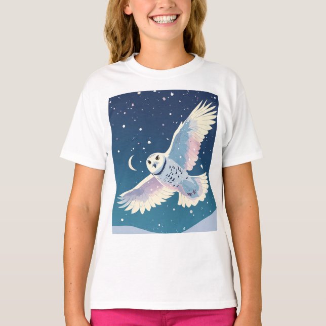 Pastel Galaxy Uggla’ Girls'Basic T-Shirt (Framsida)
