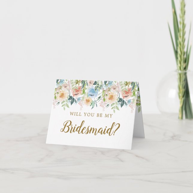 Pastel Garden Blommigt blir du min Bridesmaid Inbjudan (Framsida)