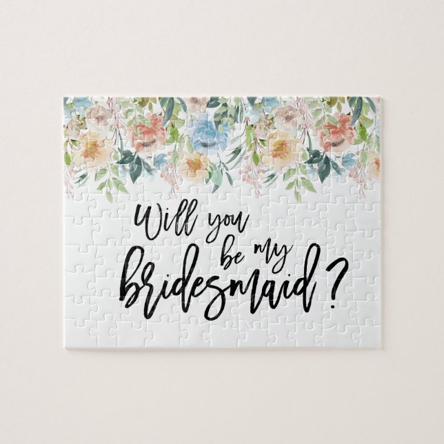 Pastel Garden Blommigt Bridesmaid Frieri Puzzle Pussel (Horisontell)