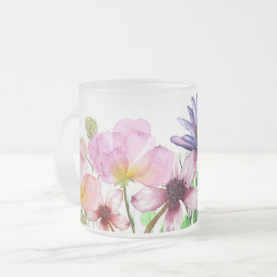 Pastel Garden Blooms Frostad Glasmugg