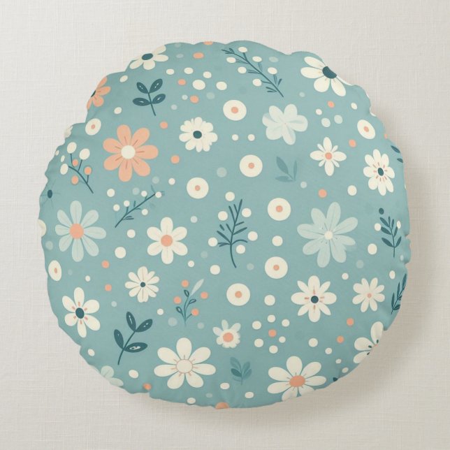 Pastel Garden Delight Rund Kudde (Framsidan)