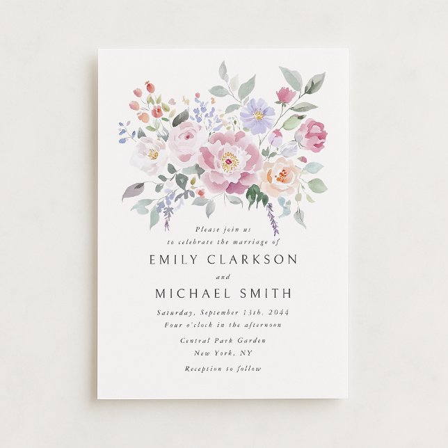 Pastel Garden Floral Wedding Invitation Inbjudningar (Skapare uppladdad)