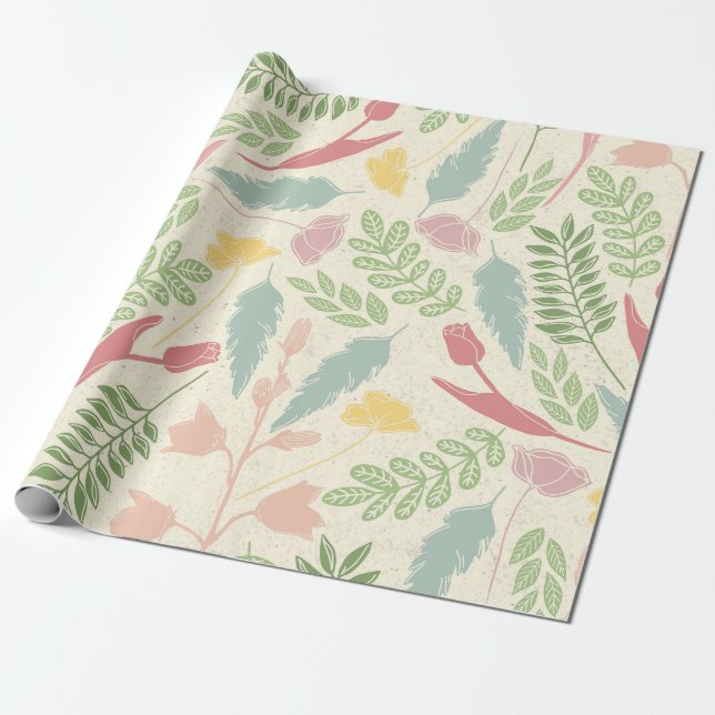 Pastel Garden Vår Wrapping Papper Presentpapper (Utrullad)