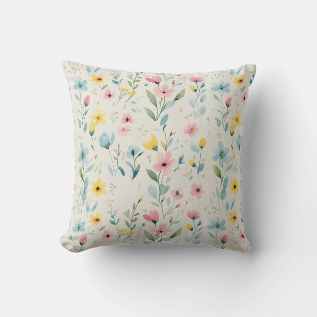 pastel garden watercolor florals kudde (Framsida)