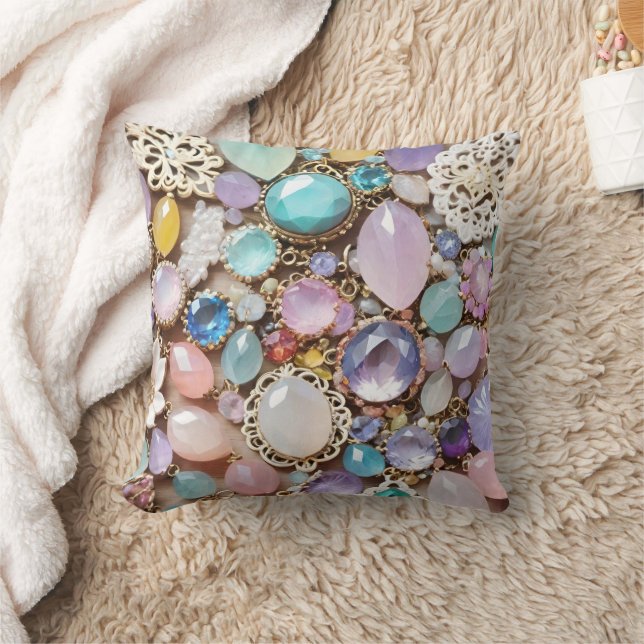 Pastel Gems And Jewels In Pinks & Purples Kudde (Filt)