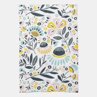 Pastel Geometric Blommigt Kitchen Towel Kökshandduk