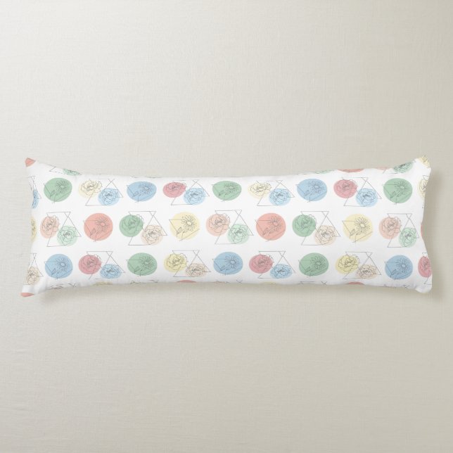 Pastel Geometric Floral Line Art Body Pillow Kroppskudde (Framsidan)
