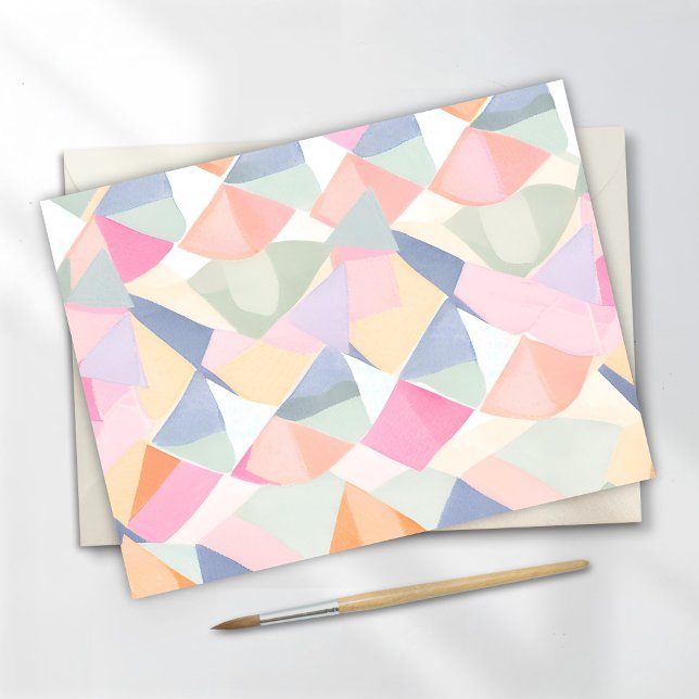 Pastel Geometric Mönster | Färg vattenfärg Vykort (Skapare uppladdad)