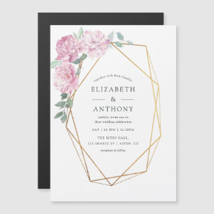 Pastel Geometric Peonies Blommigt Brunch och Bubly Magnetisk Inbjudningskort