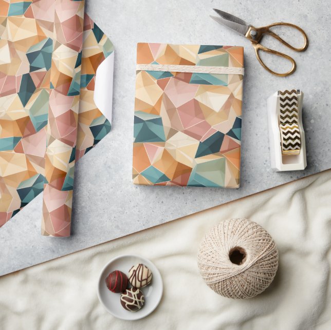 Pastel Geometric Pop | Jewel Wrapping Paper Roll Presentpapper (Hantverk)