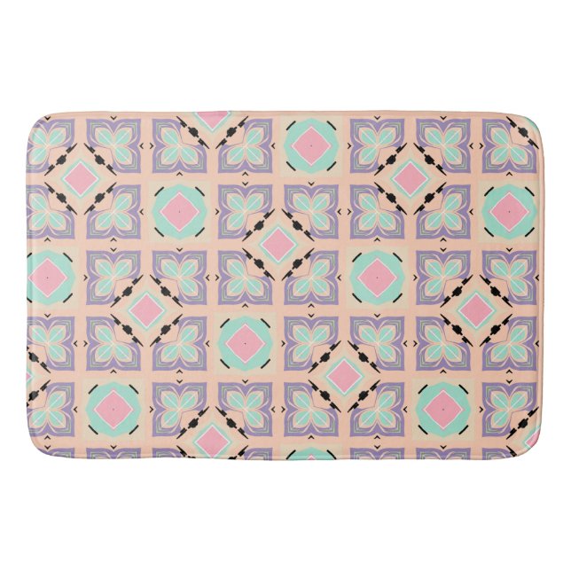 Pastel Geometric Tile Pattern | Pink Mint Purple  Badrumsmatta (Framsidan)