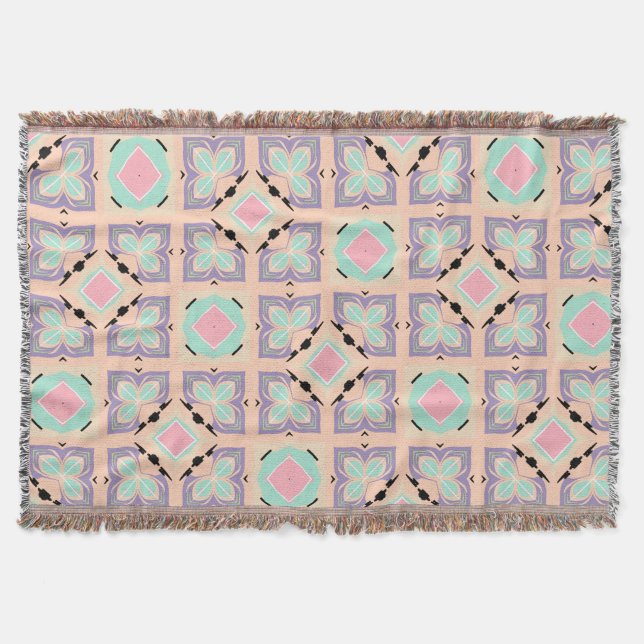 Pastel Geometric Tile Pattern | Pink Mint Purple  Filt (Framsidan)