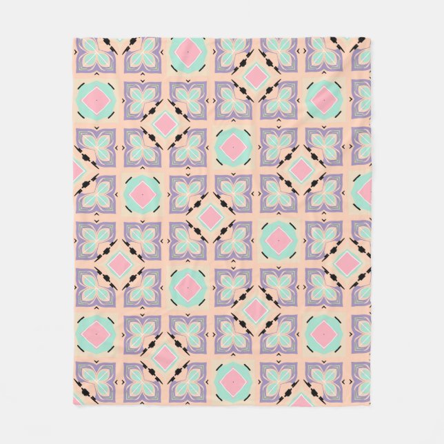 Pastel Geometric Tile Pattern | Pink Mint Purple  Fleecefilt (Framsidan)