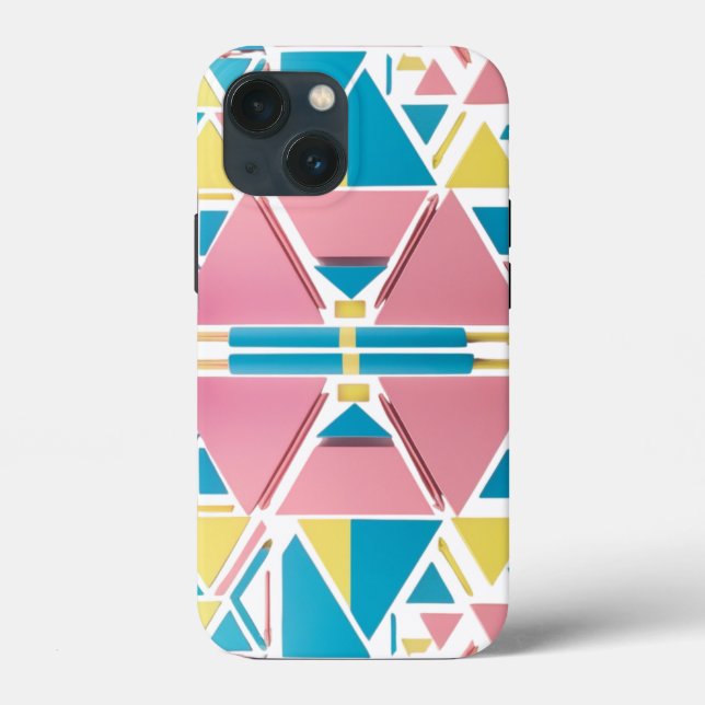 Pastel Geometric Triangles - Modern Retro Apple (Baksida)