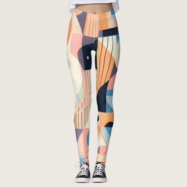 Pastel Geometrics Women's Workout Leggings (Framsida)