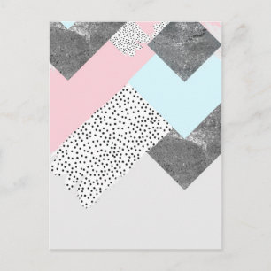 Pastel Geomtric Marble Doted Design Vykort