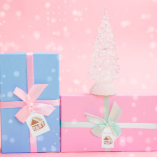 Pastel Gingerbröd House julgåva Märkre Presentetikett