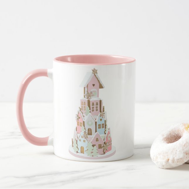 Pastel Gingerbröd Socker Castle Cake Mugg (Med munk)
