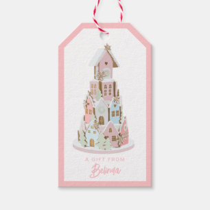 Pastel Gingerbröd Socker Castle Cake Presentetikett
