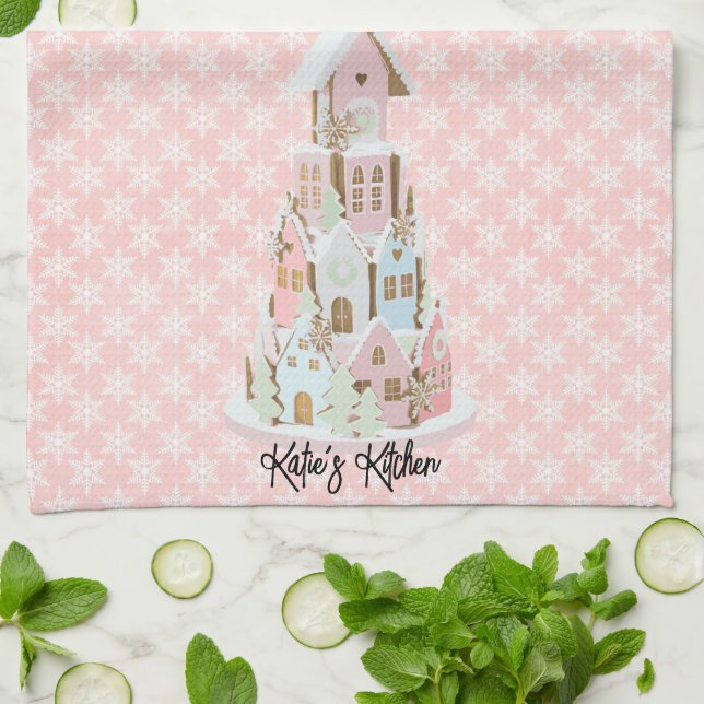 Pastel Gingertea Sugar Castle Cake Kitchen Towel Kökshandduk (Vikta)