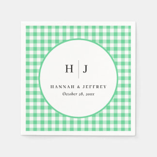 Pastel Gingham Bröllop Grönt Napkins Pappersservett