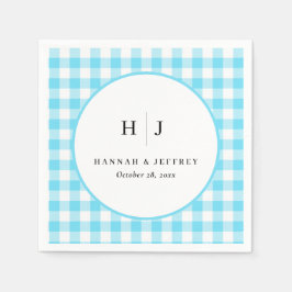 Pastel Gingham Bröllop Napkins Blue Pappersservett