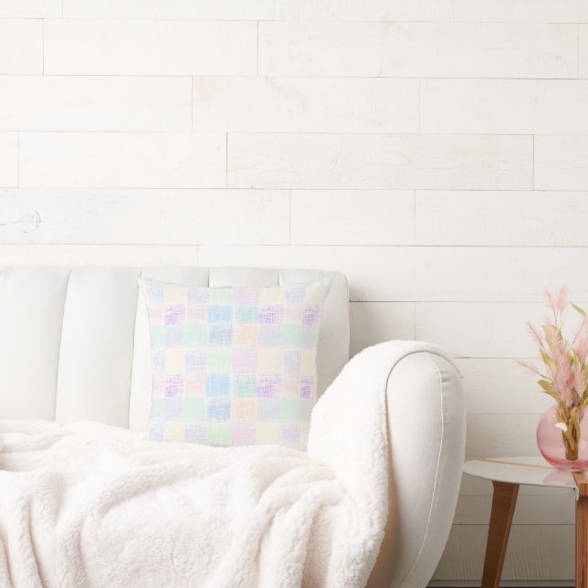 Pastel Gingham Mönster Kudde (Soffa)