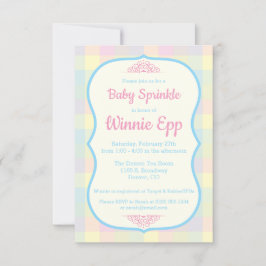 Pastel Gingham Play, Rosa, Blue Baby Sprinkle Inbjudningar