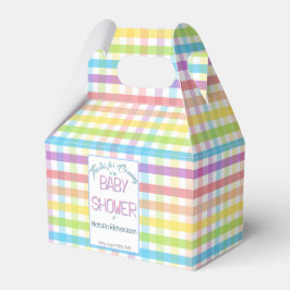 Pastel Gingham Rainbow Baby Shower Presentaskar