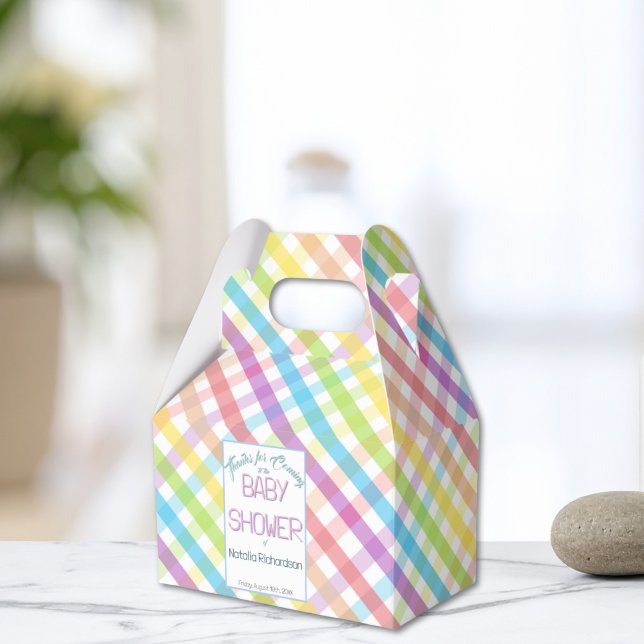 Pastel Gingham Rainbow Baby Shower Presentaskar (Skapare uppladdad)