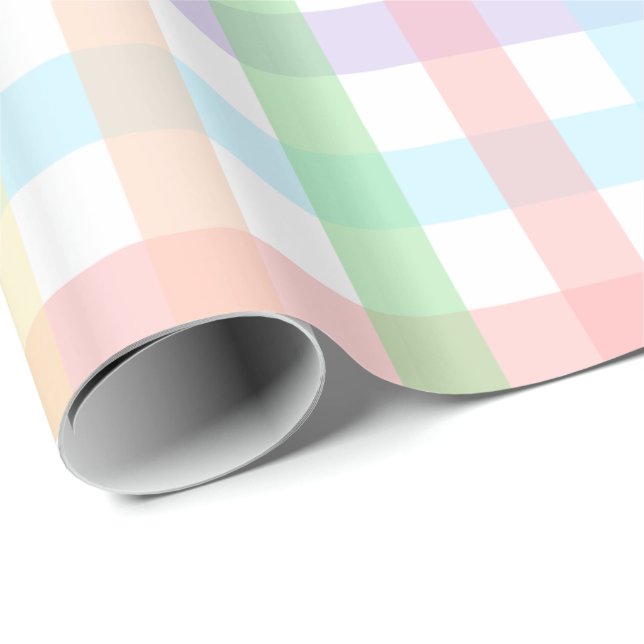 Pastel Gingham Rand Presentpapper (Rullad Hörn)