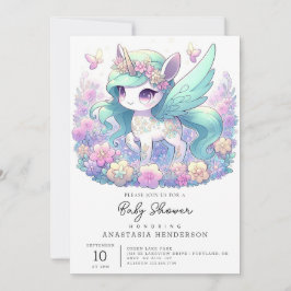 Pastel Girl Unicorn Baby Shower Inbjudningar