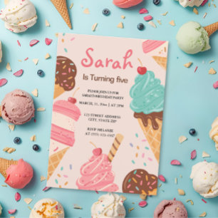 Pastel Girls Ice Cream Sommardag Inbjudningar